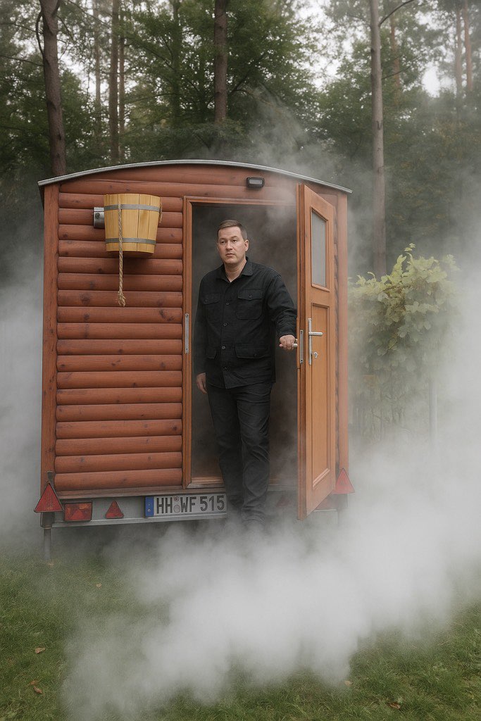 Mobile Jacuzzi bei Nacht